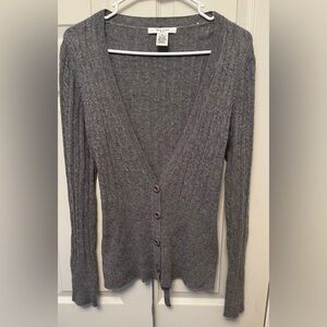 Vertigo Paris‎ Grey Cable Knit V-neck Wool/Angora Blend Tie Cardigan Size Medium